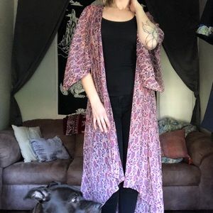 Band of Gypsies pink paisley Kimono one size